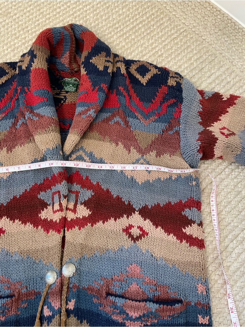 Vintage Ralph Lauren Multicolor Southwestern Shawl Collar Cardigan - Picture 14 of 14